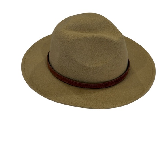 Shein Brown Felt Hat Womens Tan Khaki Fedora Belt Boho Chic Belt - Picture 3 of 7
